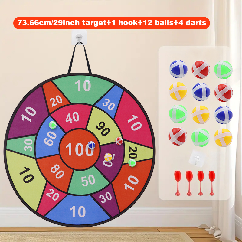 Party Games Indoor For 6 12 Year Olds - Klebrige Ball-Dartscheibe – 12 Bälle +