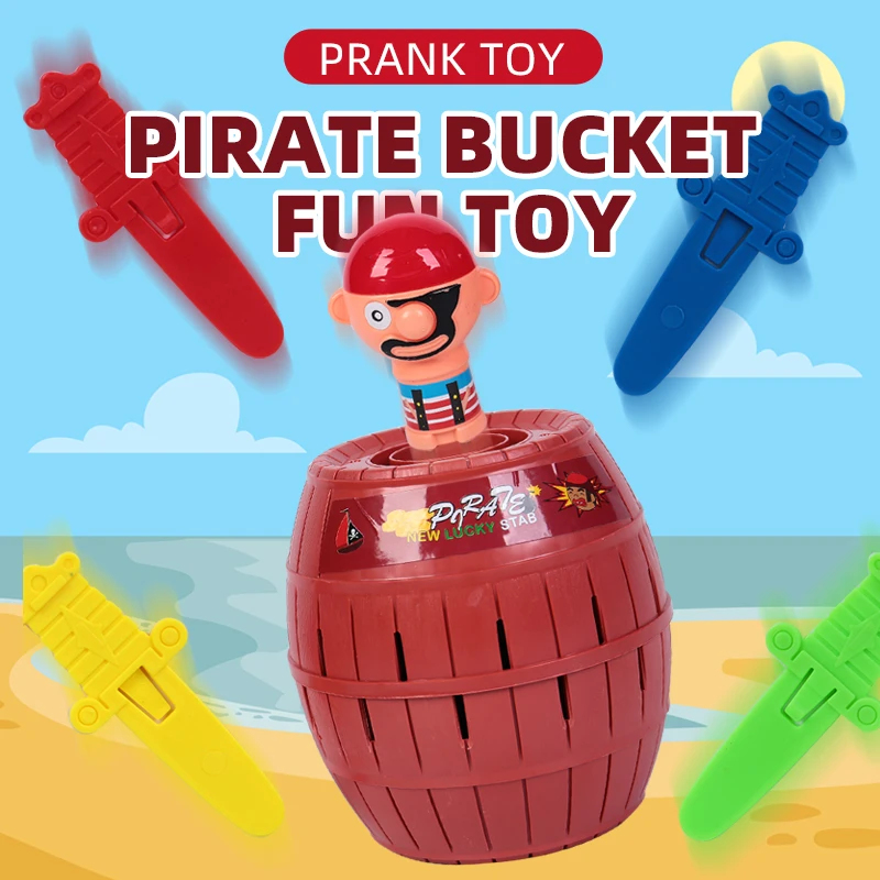 Party Games 15 In 1 - Lustiges Scherzartikel-Set Piraten-Eimer mit Schwert Krokodil-Fingerbiss-Spiel