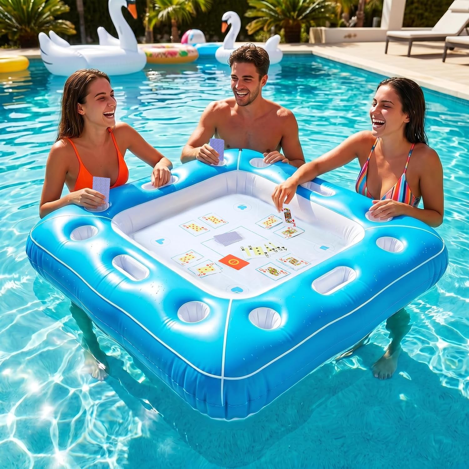 Party Games Using Cards - Dicke, wasserdichte, aufblasbare schwimmende Spieltischmatte mit