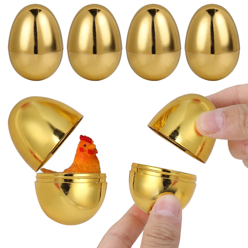 Party Games Egg - 6 Stück Goldene Ostereier Plastik-Geschenkbox Leere