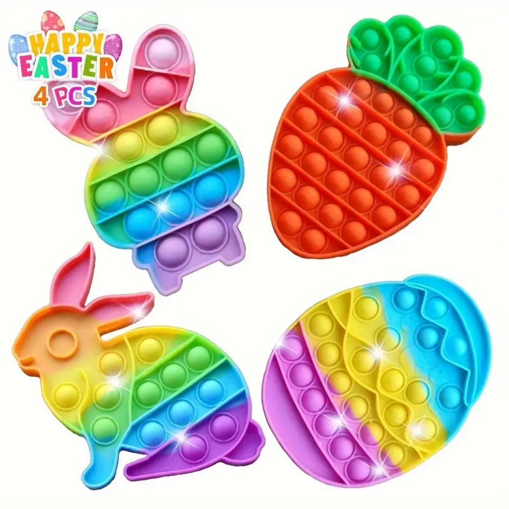 Party Games Egg - 4er-Set Osterhasen-Eier, Karotte, Fingerpresse, Blasen, Partyspiel,