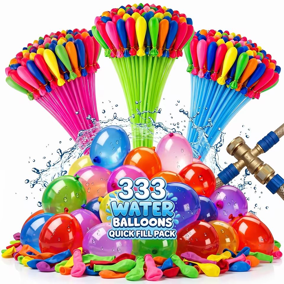 Party Games Bomb - 333 Stück Schnellfüll-Wasserbomben Selbstbindende Wasserbomben Kinder