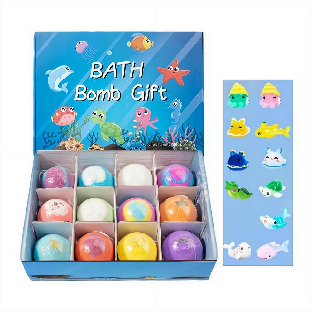 Party Games Bomb - 12er-Pack Kinder-Badebomben mit Überraschungs-Meerestier-Spielzeugen Sprudelnde Badekugeln
