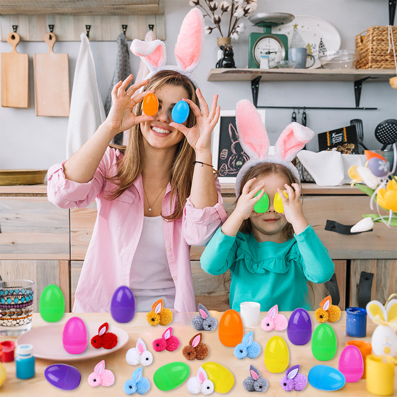 Party Games Egg - 24 Stück Niedliche Ostereier mit Hasenfigur